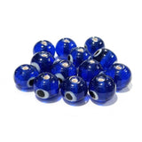 20/pcs Pkg. Round Blue Evil eye Nazar Beads in 10mm size