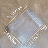 100 PIECES PACK, 2.5x3.5 INCHES' SELF LOCK TRANSPARENT POLY BAG