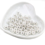 50pcs,8mm Size Hollow Ball (Jali Ball) Flower Beads Metal Charms Silver Plated Filigree Spacer Beads For Jewelry Making