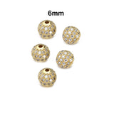 2 PIECES PACK' CZ MICRO PAVE ROUND BALL BEAD, CUBIC ZIRCONIA PAVE BEADS, SHAMBALLA BALL BEADS CZ SPACE BEADS' 6 MM COLOUR: GOLD
