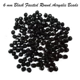 50 Gram Pack' 6mm Black Faceted Round Beads