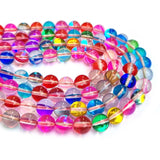 8mm Round , MYSTIC AURA QUARTZ BEADS, Shiny HOLOGRAPHIC BEADS, SOLD PER LINE ABOUT 48 BEADS