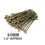 22 Gauge, 40mm ball head Pins, Bronze Plated, Sold Per 50 Gram Pack, About 400 Pcs to 450 Pcs