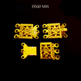 ANTI TARNISH 24 K GOLD POLISHED' 3 LOOPS' BOX CLASP JEWELLERY FINDING' 15x10 MM SOLD BY 2 PIECES PACK