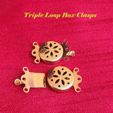 BOX CLASPS TRIPLE HOLE JEWELLERY FINDING; GOLD PLATED' 12x18 MM' SOLD BY PER PIECE PACK