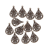 100pcs Pkg. Antique Bronze Plated Filigree Charms Jewelry Making Findings in size about 15x20mm