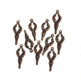 100pcs Pkg. Antique Bronze Plated Filigree Charms Jewelry Making Findings in size about 7x19mm