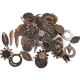 100pcs Pkg. Mix Assortment Antique Bronze Plated Filigree Charms Jewelry Making Findings in size about 5x40mm