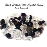 50 Grams Pkg. Faceted Oval Black and White Mix, size encluded as 4x6mm to 8x10mm