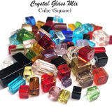 50 Grams Pkg. Cube shape mix colors and mix sizes crystal glass beads
