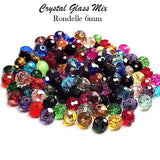 50 Grams Pkg. Multi color shade, Rondelle Faceted Crystal Mix, glass beads, Size mostly in size about 6mm