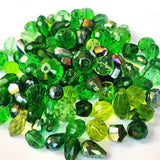 50Grams Pkg. Crystal Mix Shapes Glass beads for jewelry making Crystal Green Shade, Various Shapes, size about 6~12mm