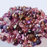 50Grams Pkg. Crystal Mix Shapes Glass beads for jewelry making Crystal Shade of Purple, Various Shapes, size about 6~12mm