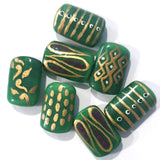 Size 26x18x9mm, 10 PCS PACK, HANDMADE ETHNIC INDIAN TRADE HAND BRUSHED PAINTED BEADS. FAST BEADS.