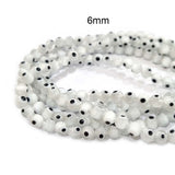 White 6 MM ROUND ' SUPER FINE QUALITY EVIL EYE GLASS CRYSTAL BEADS SOLD BY PER LIN PACK' APPROX PIECES 65~66 BEADS