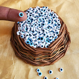 20 PIECES PACK' 5-5.5 MM EVIL EYE FLAT ROUND SHAPED ACRYLIC BEADS' SUPER FINE QUALITY