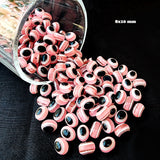 20 PIECES PACK' 8X10 MM EVIL EYE OVAL SHAPED ACRYLIC BEADS' SUPER FINE QUALITY