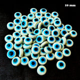20 PIECES PACK' 10 MM EVIL EYE FLAT ROUND SHAPED ACRYLIC BEADS' SUPER FINE QUALITY