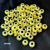 20 PIECES PACK' 10 MM EVIL EYE FLAT ROUND SHAPED ACRYLIC BEADS' SUPER FINE QUALITY