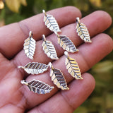 10 PIECES PACK' SILVER OXIDIZED LEAF CHARMS' 20x8 MM USED DIY JEWELLERY MAKING