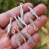 20 PIECES PACK' SILVER OXIDIZED LEAF CHARMS' 28x5 MM USED DIY JEWELLERY MAKING