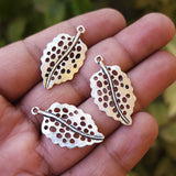 10 PIECES PACK' SILVER OXIDIZED LEAF CHARMS' 32x17 MM USED DIY JEWELLERY MAKING