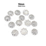 100 Pcs Pkg. LIGHT WEIGHT BEAD CAPS FOR JEWELRY MAKING IN SIZE ABOUT 10mm Silver Color