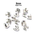 100 Pcs Pkg. LIGHT WEIGHT BEAD CAPS FOR JEWELRY MAKING IN SIZE ABOUT 8mm Silver Color
