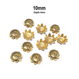 100 Pcs Pkg. LIGHT WEIGHT BEAD CAPS FOR JEWELRY MAKING IN SIZE ABOUT 10mm Gold Color