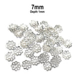 200 Pcs Pkg. LIGHT WEIGHT BEAD CAPS FOR JEWELRY MAKING IN SIZE ABOUT 7mm Silver Color