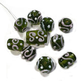 10 Pcs Mix Shape Green Raised Decoration Lampwork Beads