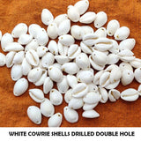 50 PIECES PACK' WHITE COWRIE SHELLS DRILLED DOUBLE HOLE