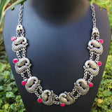TRENDY' SILVER OXIDIZED ENAMELED WORK FASHION NECKLACE SOLD BY PER PIECE PACK