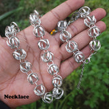 CRAFTY' HANMADE WIRE WORK STAINLESS STEEL LONG NECKLACE SET ' NECKLACE AND BRACELET COMBO PACK