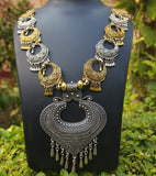 GERMAN SILVER DUAL TONE' OXIDIZED TRENDY NECKLACE SOLD BY PER PIECE PACK