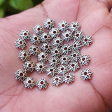 50 PCS PACK, 8 MM, SILVER OXIDIZED BEAD CAP FINDINGS FOR JEWELRY MAKING
