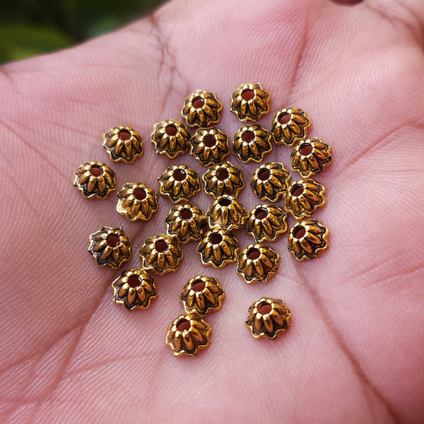 50 Pcs Pack, 8 Mm, Silver Oxidized Bead Cap Findings For Jewelry Making,  स्टर्लिंग सिल्वर फाइंडिंग्स, खरी चांदी के फाइंडिंग, स्टर्लिंग सिल्वर  फाइंडिंग - Madeinindia Beads, Varanasi