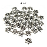 50 PIECES PACK' 12 MM SILVER OXIDISED CAPS