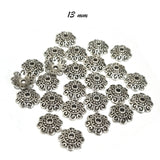 50 PIECES PACK' 13 MM SILVER OXIDISED CAPS