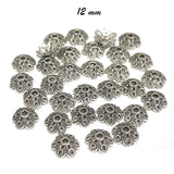 50 PIECES PACK' 12 MM SILVER OXIDISED CAPS