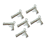 10 Pcs Lot, 24x17mm Gun Charms for Jewelry Making Shiny Silver Color