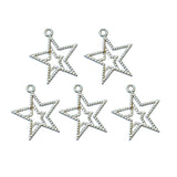 10 Pcs Lot, 20x22mm Star Charms for Jewelry Making Shiny Silver Color