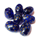 10/Pcs Pkg. Vintage Millefiori Trade Beads 23.3 Milimeter Size Base Color Blue Oval Shape