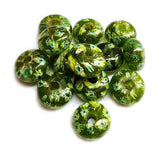 10/Pcs Pkg. Vintage Millefiori Trade Beads 24x14 Milimeter Size Base Color Green Disc Shape