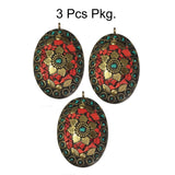 3 Pcs Pkg. Stunning Tibetan Necklace making Pendant, Oval Shape