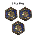 Set of 3 Pcs Stunning Tibetan Necklace making Pendant, Hexagonal Shape
