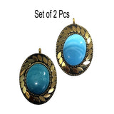 Set of 2 Pcs Stunning Tibetan Necklace making Pendant, 2 different Colors in turquoise stone