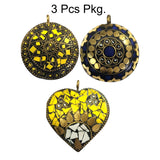 Set of 3 Pcs Stunning Tibetan Necklace making Pendant, 3 different Colors