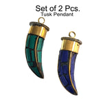 Set of 2 Pcs Stunning Tibetan Necklace making Pendant,  2 different Colors Dagger tusk pendant