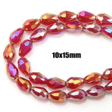 10x15mm Large Faceted AB Red Drop about 27 beads loose for jewelry making